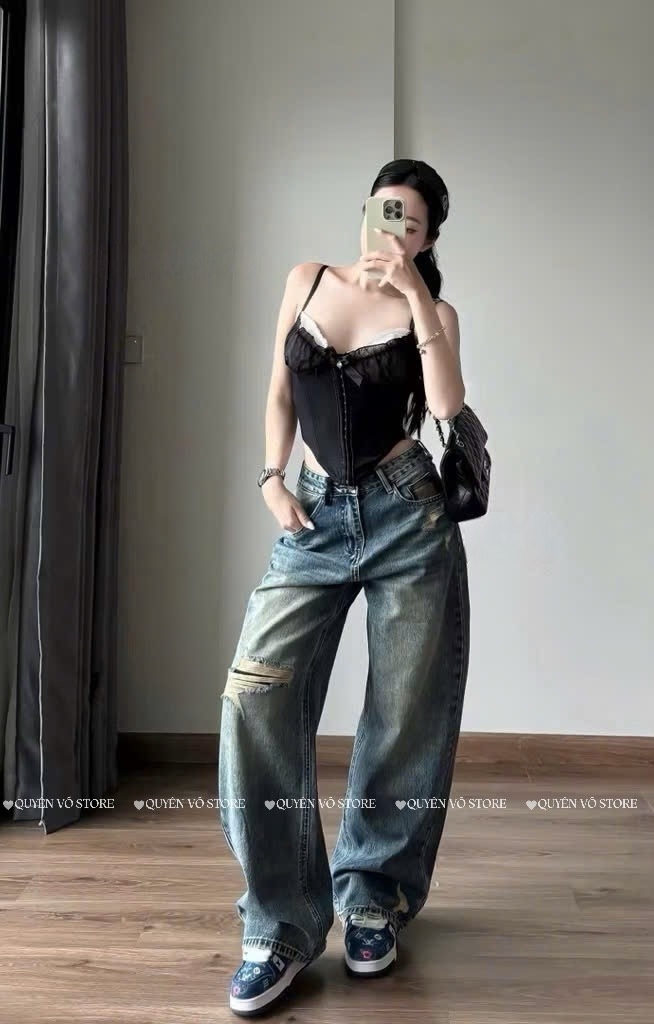 QJ 6540 Quần jean suông