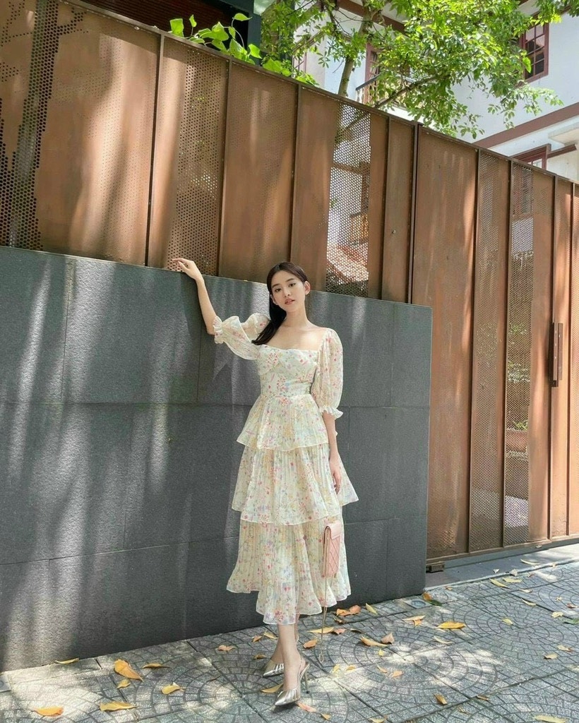 Đầm maxi hoa tầng dập li