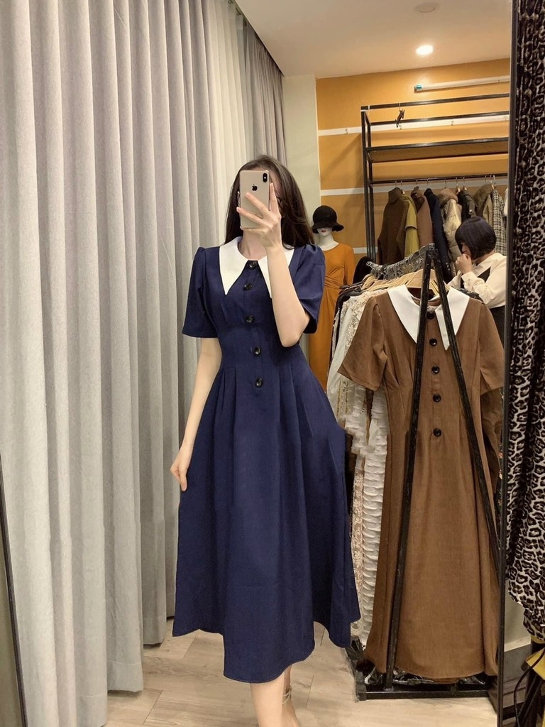 Đầm maxi cổ peter