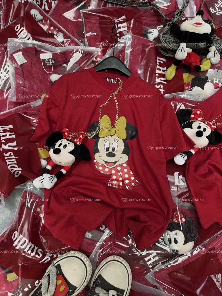Áo thun Mickey kèm túi - Form rộng dưới 65kg