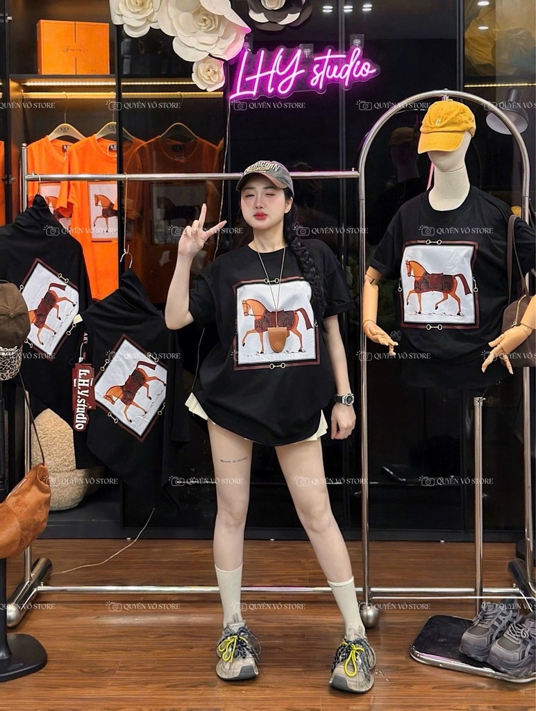 Áo thun ngựa ô vuông - Form rộng dưới 65kg