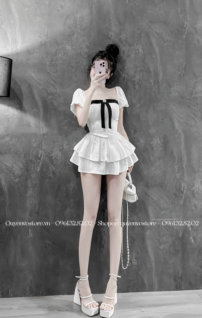 Set Hot Girl nơ ngực kèm tag đá bling
