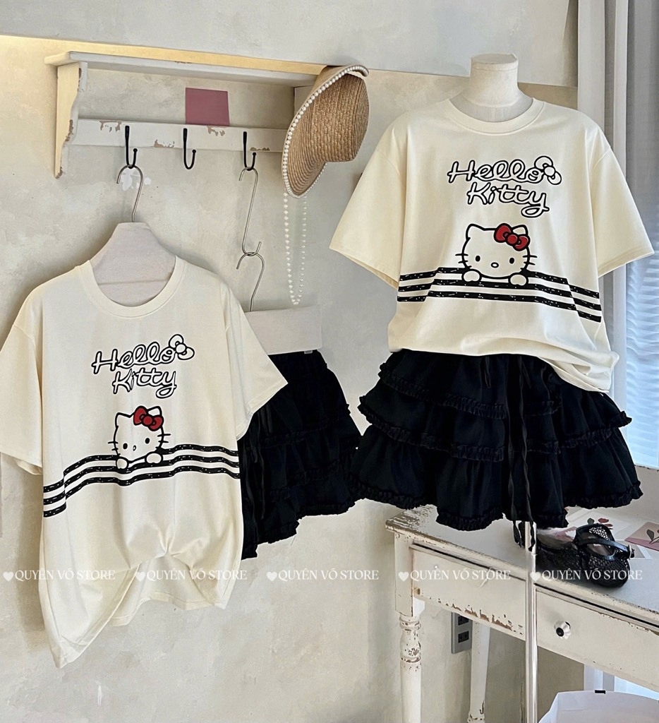 Set áo kitty chân váy tầng - 8527