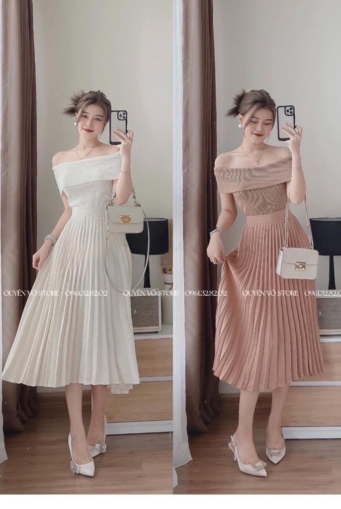 Set chân váy dập li