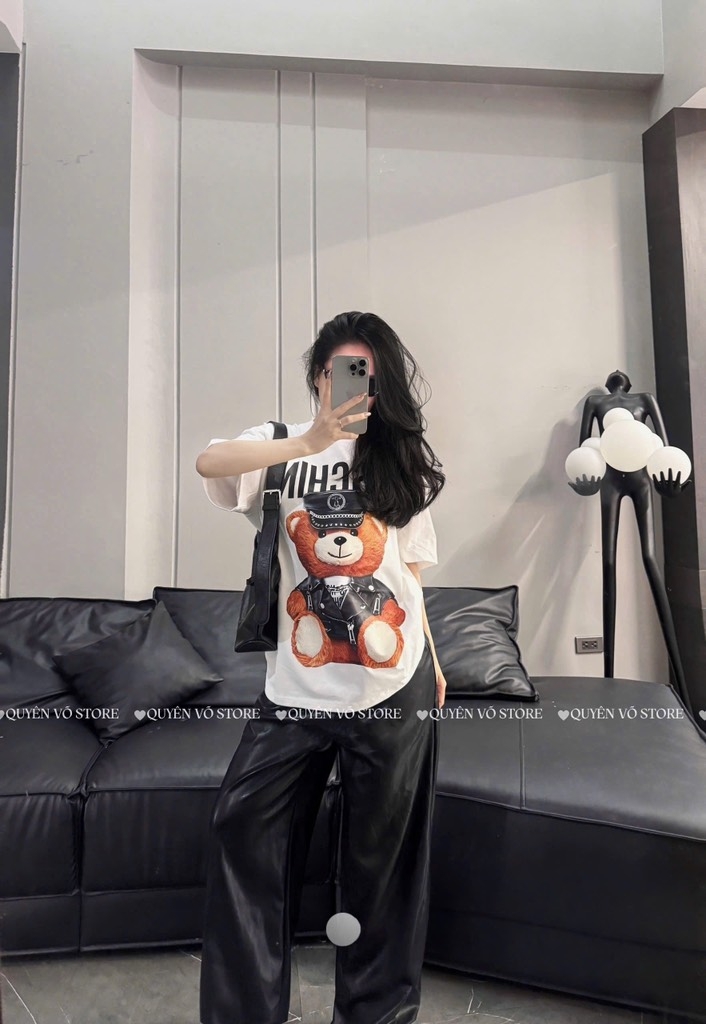 Áo thun gấu Moschino - Form rộng dưới 65kg