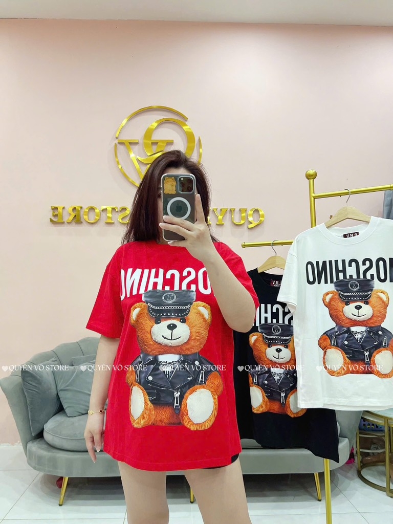 Áo thun gấu Moschino - Form rộng dưới 65kg