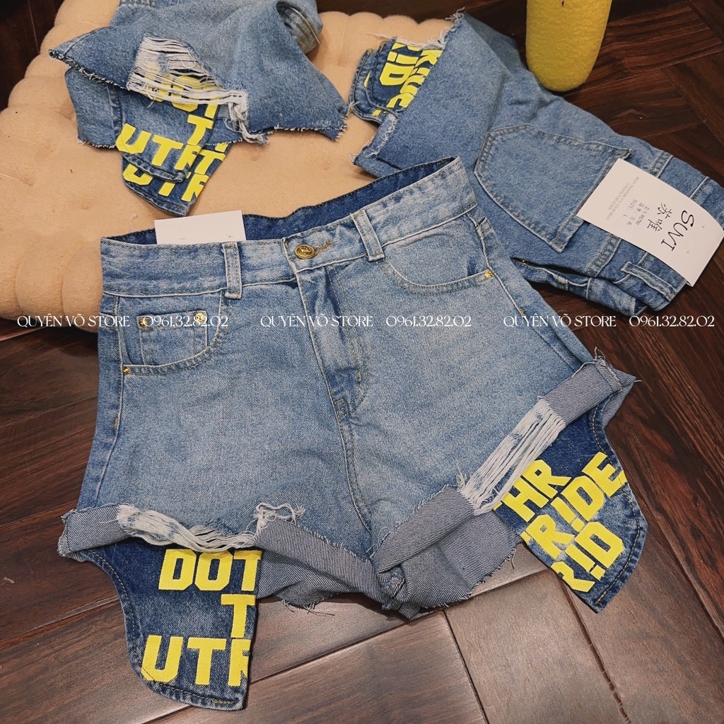 QJ 790 Quần jean short túi vàng - S - L