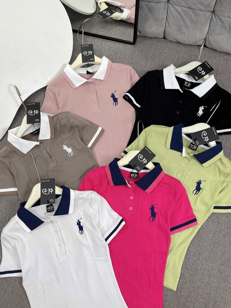 Áo thun cổ bẻ thêu ngựa - Form vừa