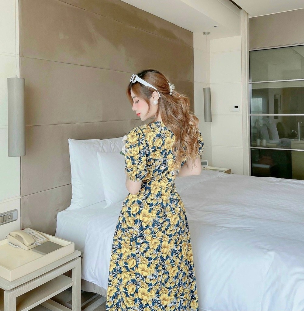 Đầm maxi hoa vàng S