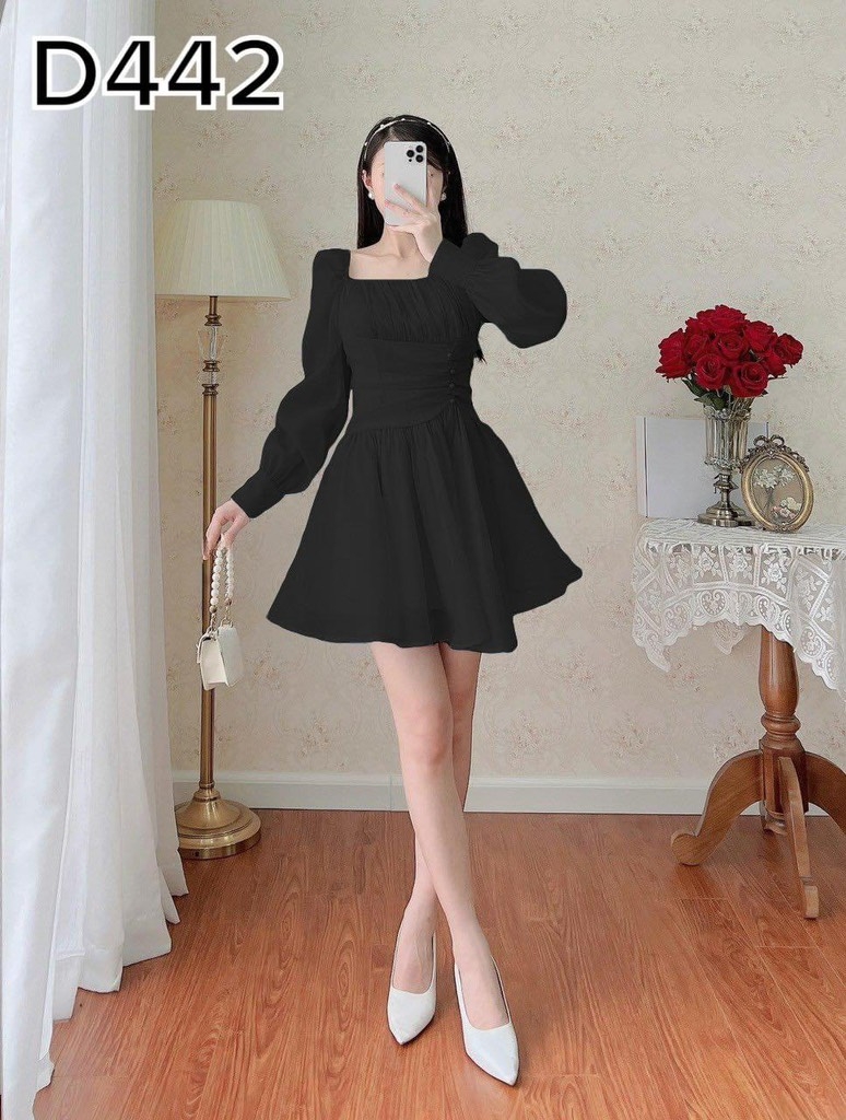 BIGSIZE 55-65kg - Đầm tay dài nút eo