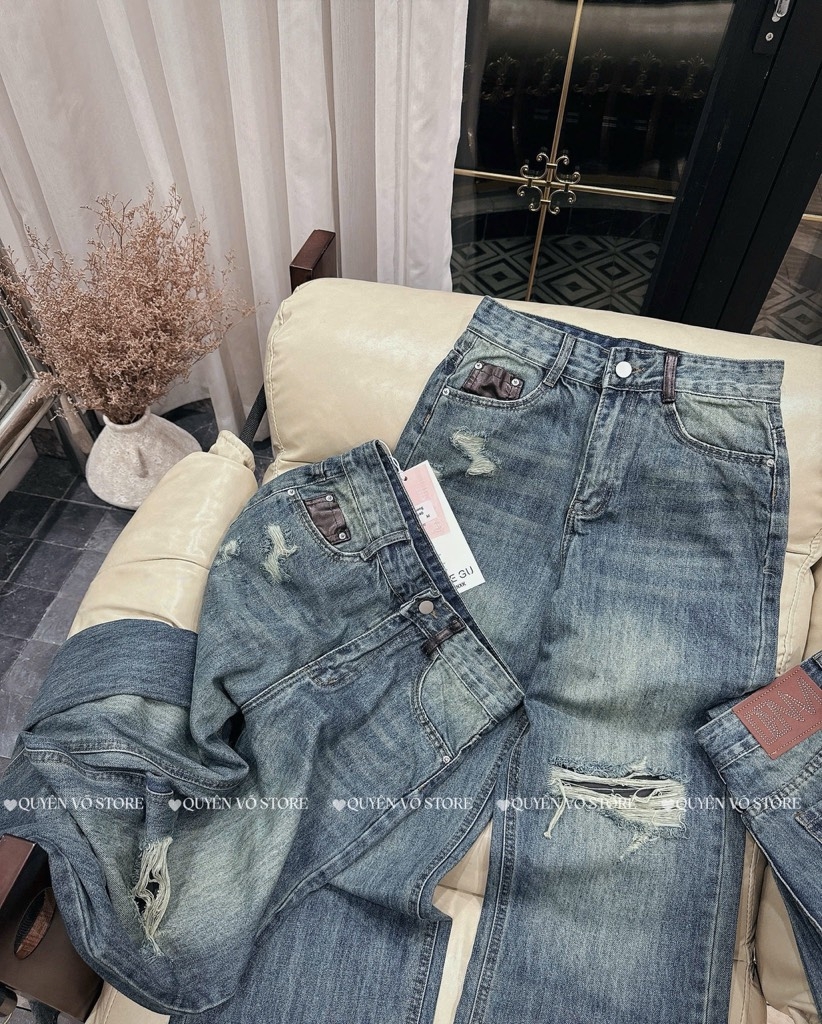 QJ 6540 Quần jean suông