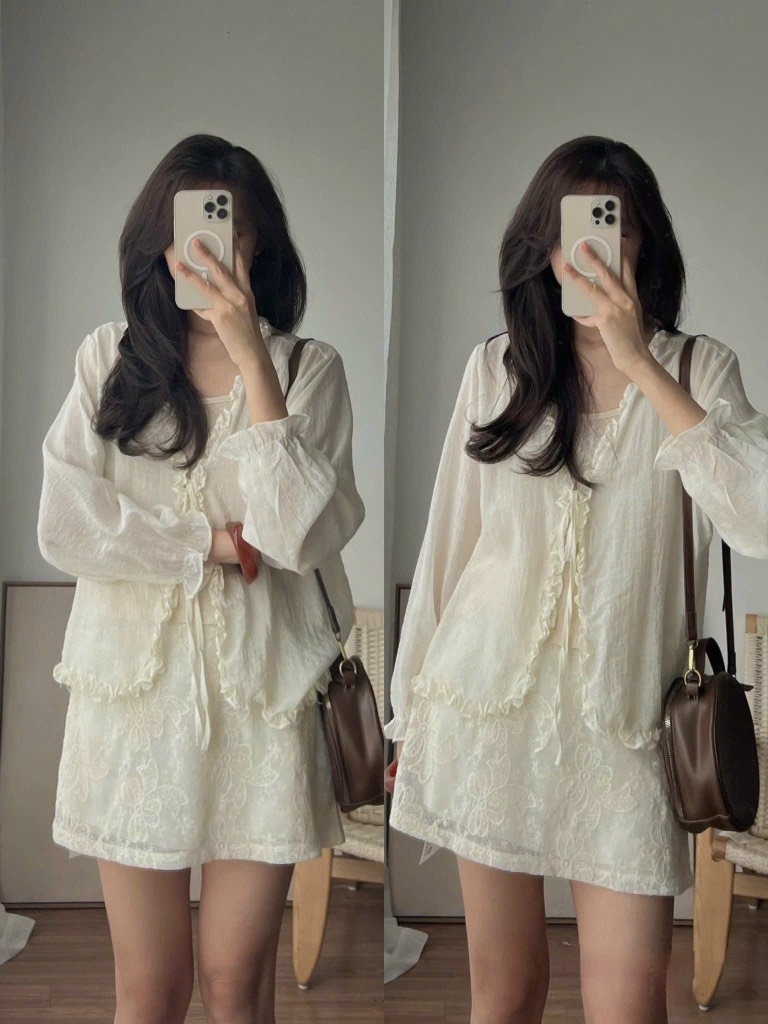 Chân váy tơ ren thiết kế - M