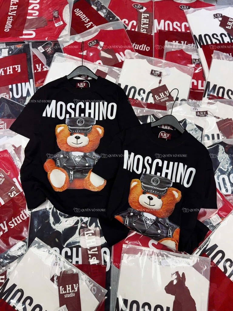 Áo thun gấu Moschino - Form rộng dưới 65kg