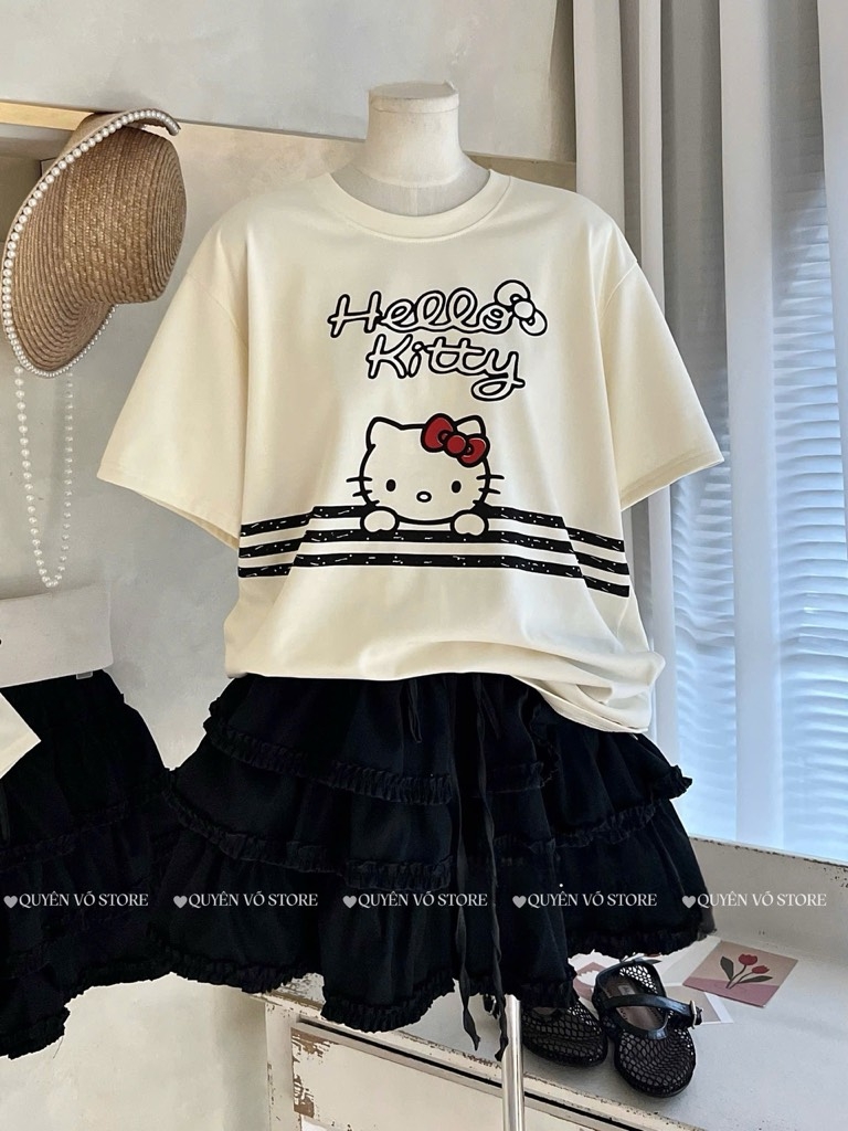 Set áo kitty chân váy tầng - 8527