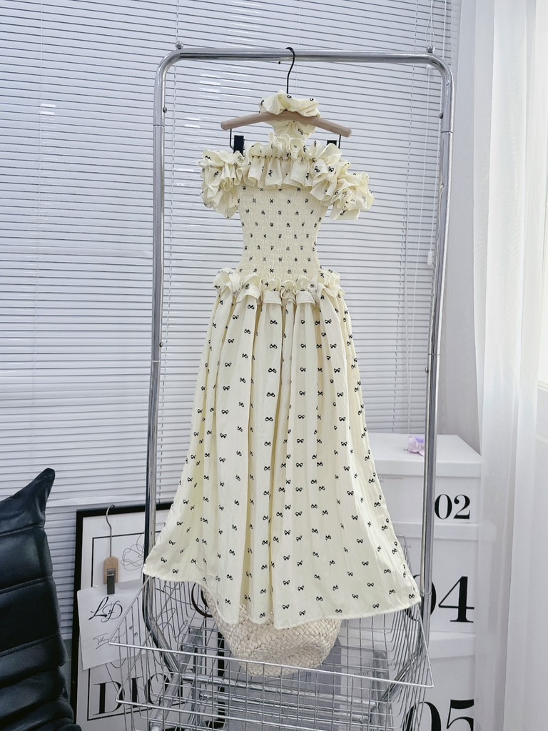 Đầm maxi nơ baby nhún bèo