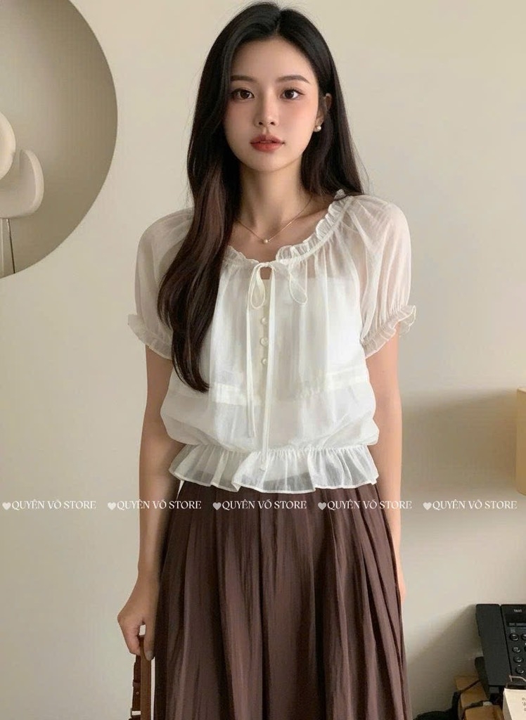 Áo đũi tơ tay phồng tk