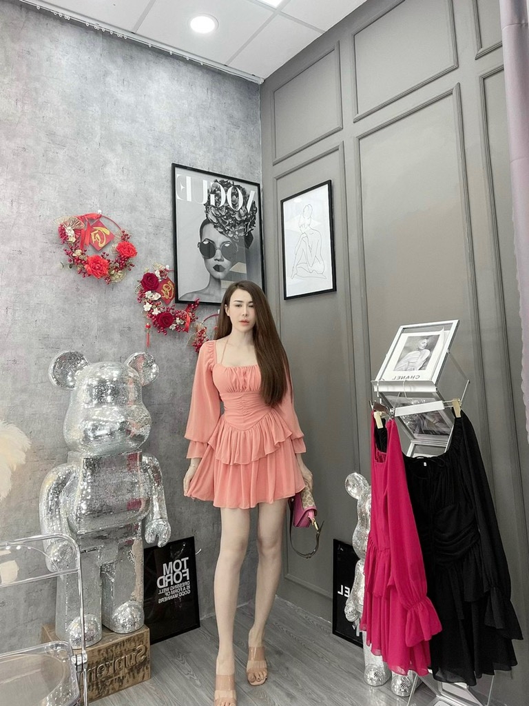 Đầm voan xòe tầng - S M