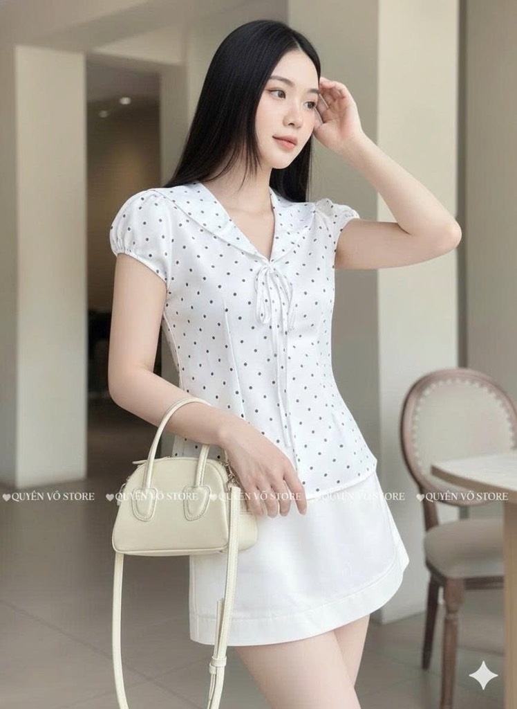 Áo sơ mi cổ thủy thủ bi - Trắng 1453