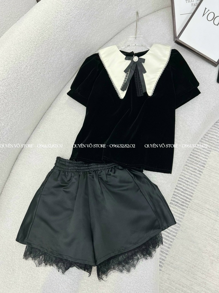 Set áo nơ nhỏ x quần chân ren