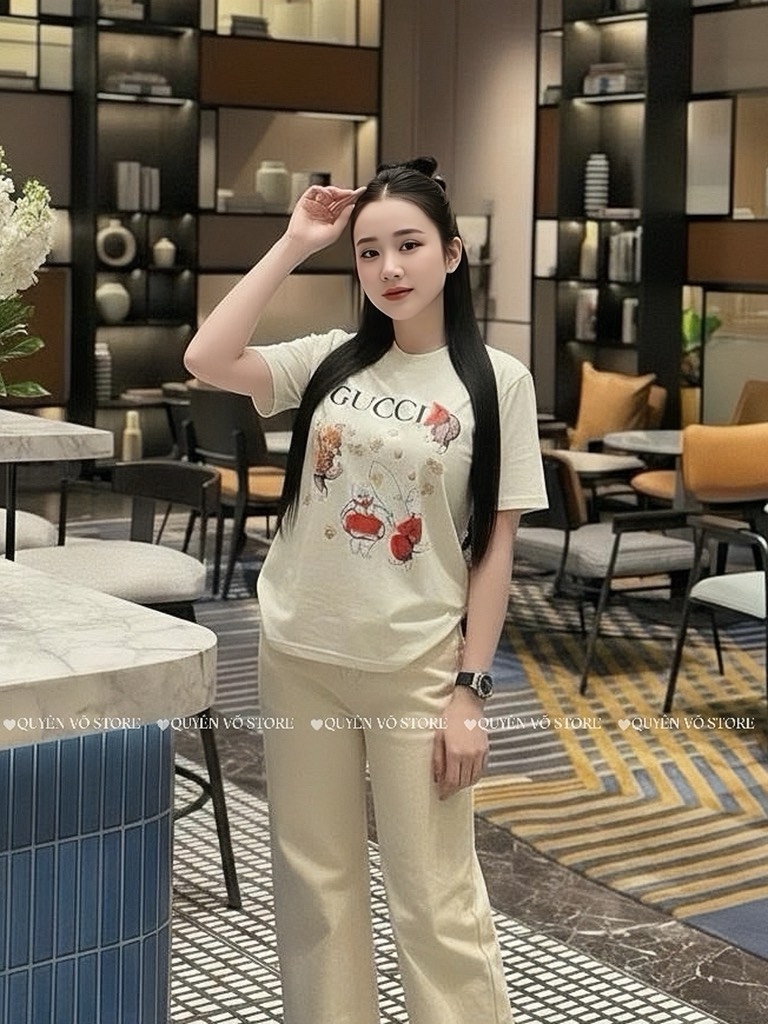 Áo thun mèo Gucci - Form 40-55kg Babytee
