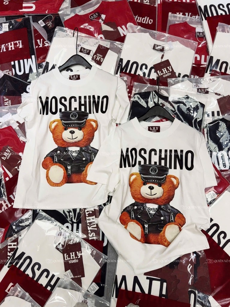 Áo thun gấu Moschino - Form rộng dưới 65kg
