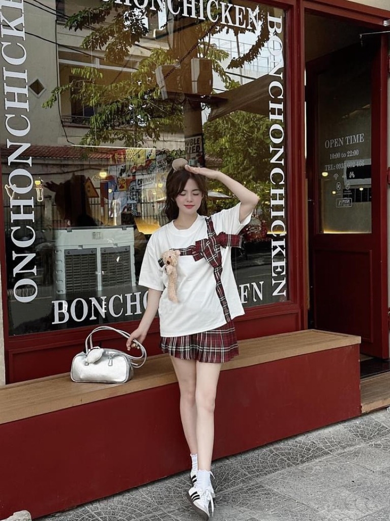 Set caro đỏ BBR kèm gấu