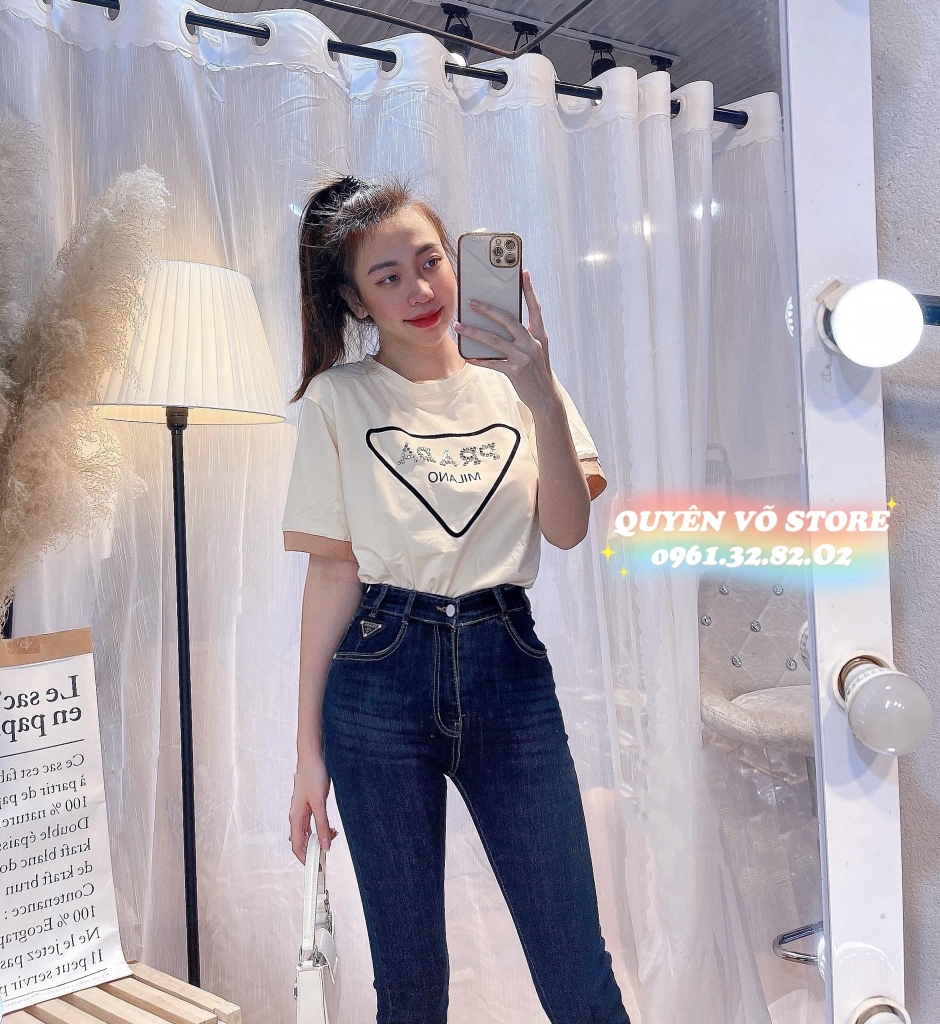 QJ 1308 Quần jean prada đậm