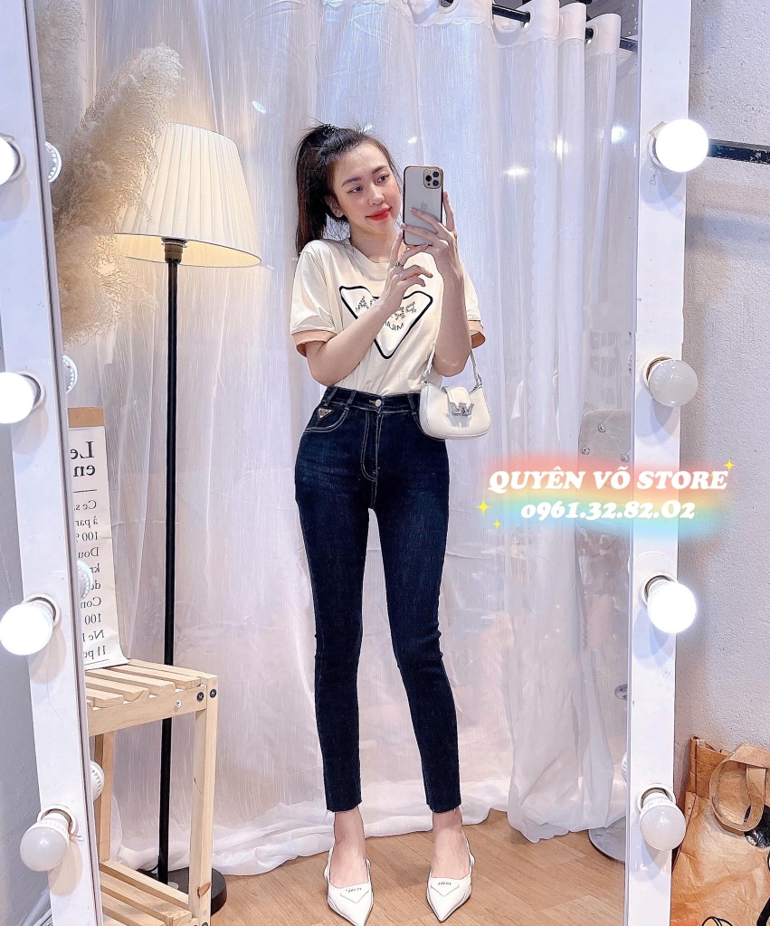 QJ 1308 Quần jean prada đậm