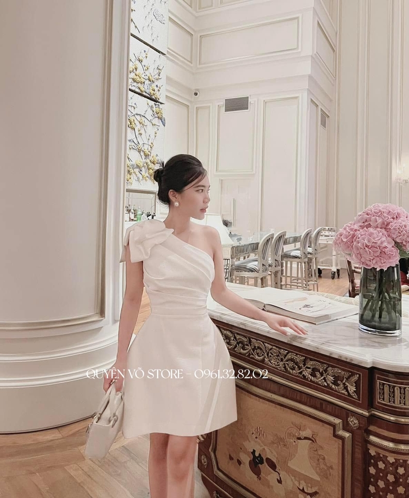 Đầm lệch nơ vai - S M L
