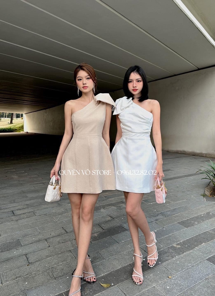 Đầm lệch nơ vai - S M L