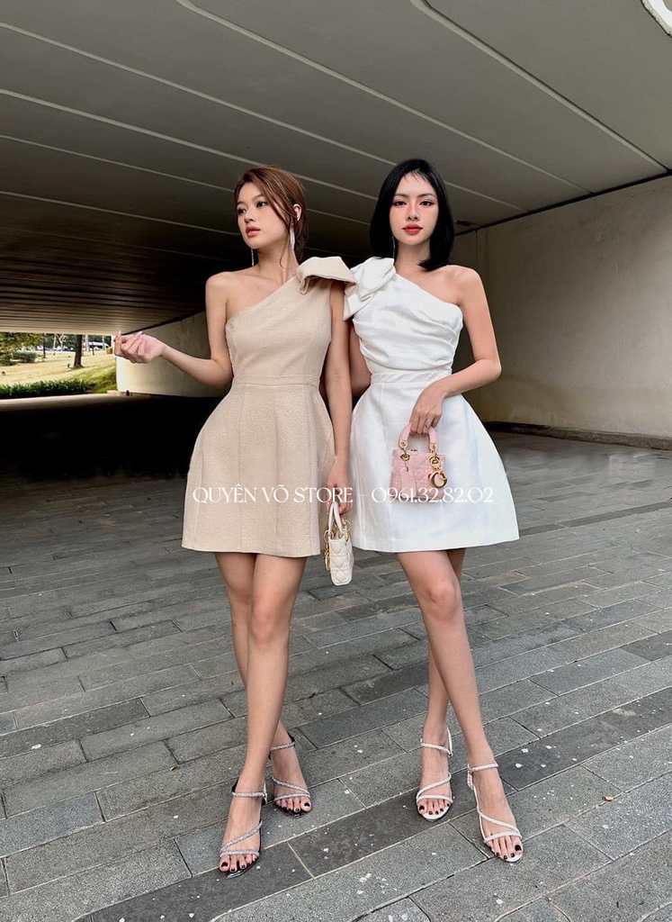Đầm lệch nơ vai - S M L