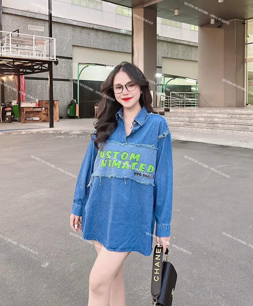 Áo sơ mi jean tay dài bụi
