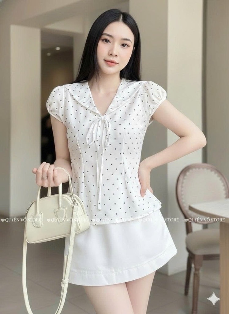 Áo sơ mi cổ thủy thủ bi - Trắng 1453