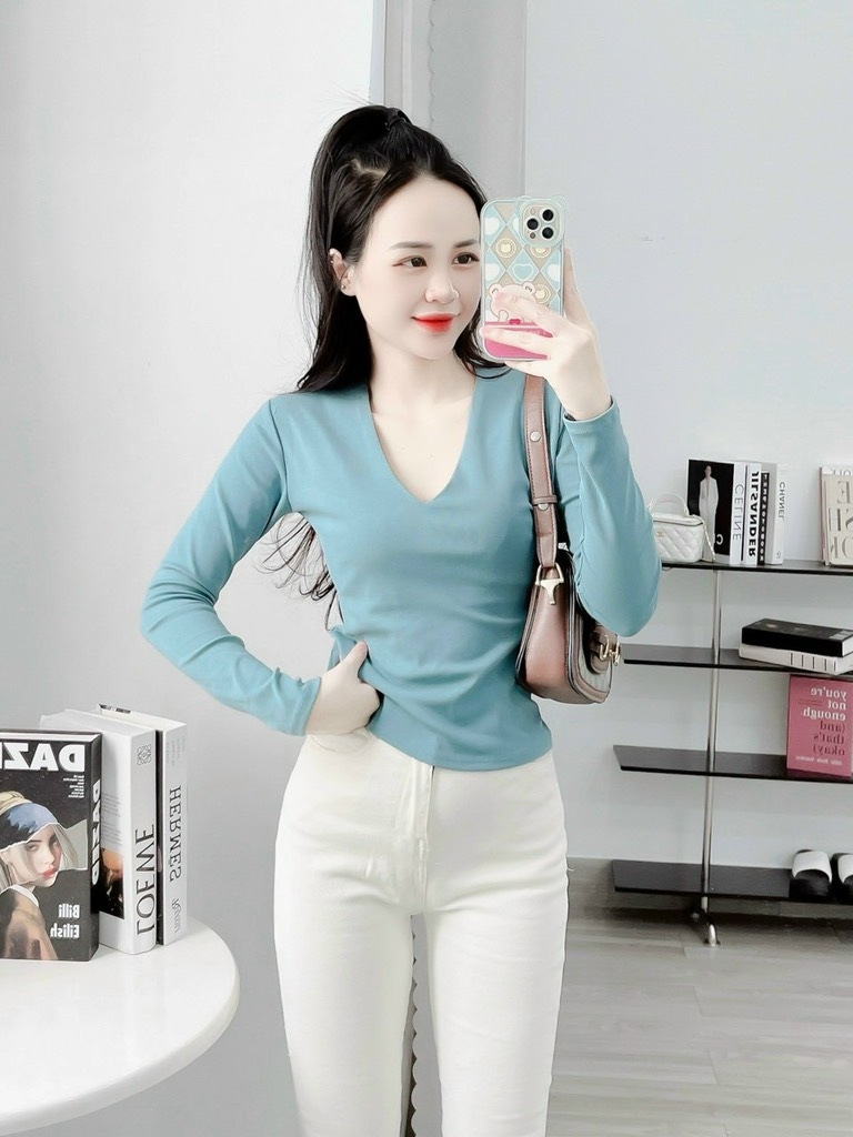 Áo thun bozip cổ tim Hot - Tay dài