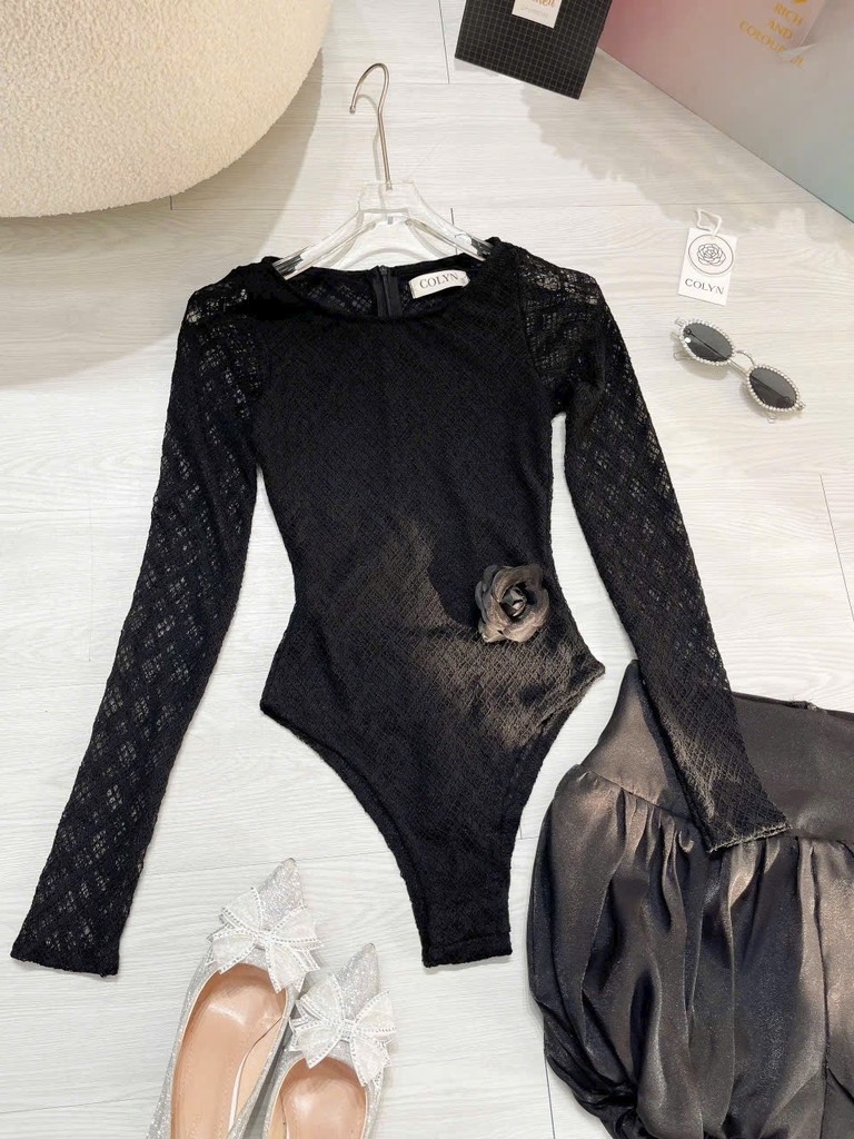 Set ren tay dài bodysuit chân váy bồng bềnh - S