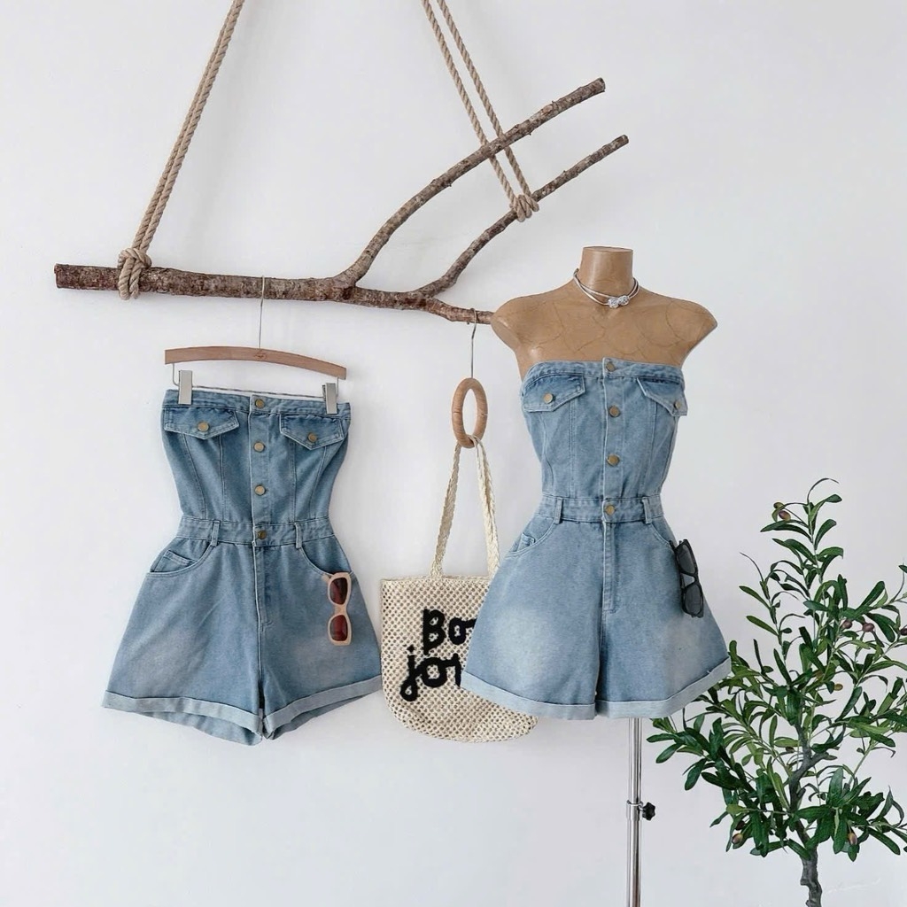 Jum jean short xanh nhạt
