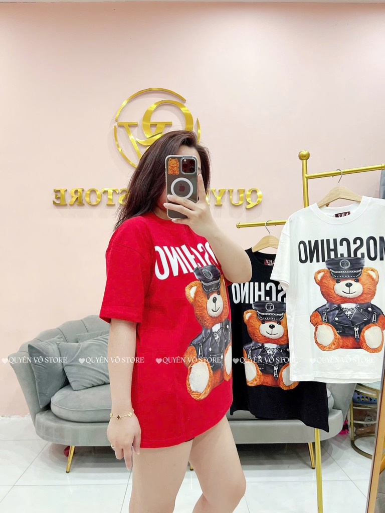 Áo thun gấu Moschino - Form rộng dưới 65kg
