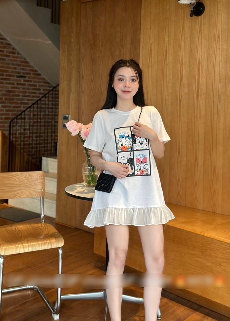Đầm Mickey trắng - S
