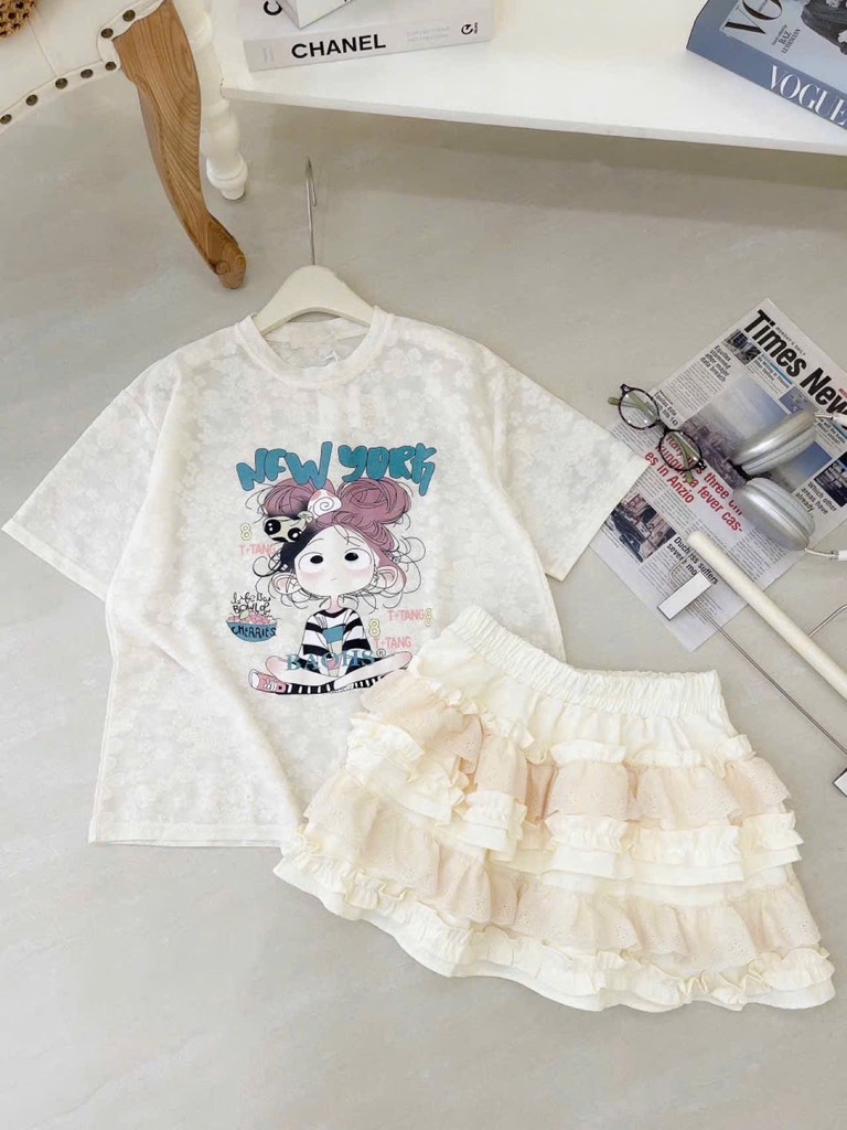 Set ren cô gái kem