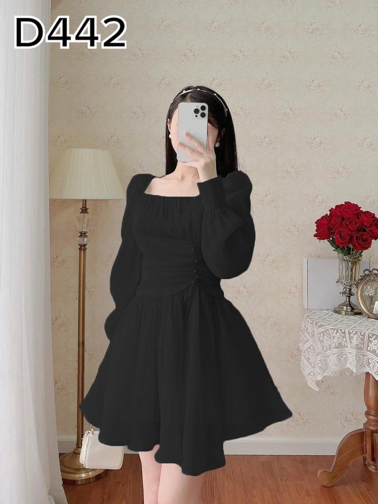 BIGSIZE 55-65kg - Đầm tay dài nút eo