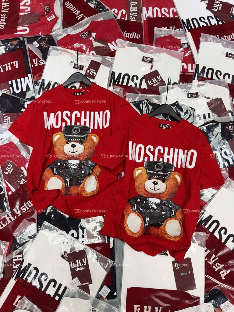Áo thun gấu Moschino - Form rộng dưới 65kg