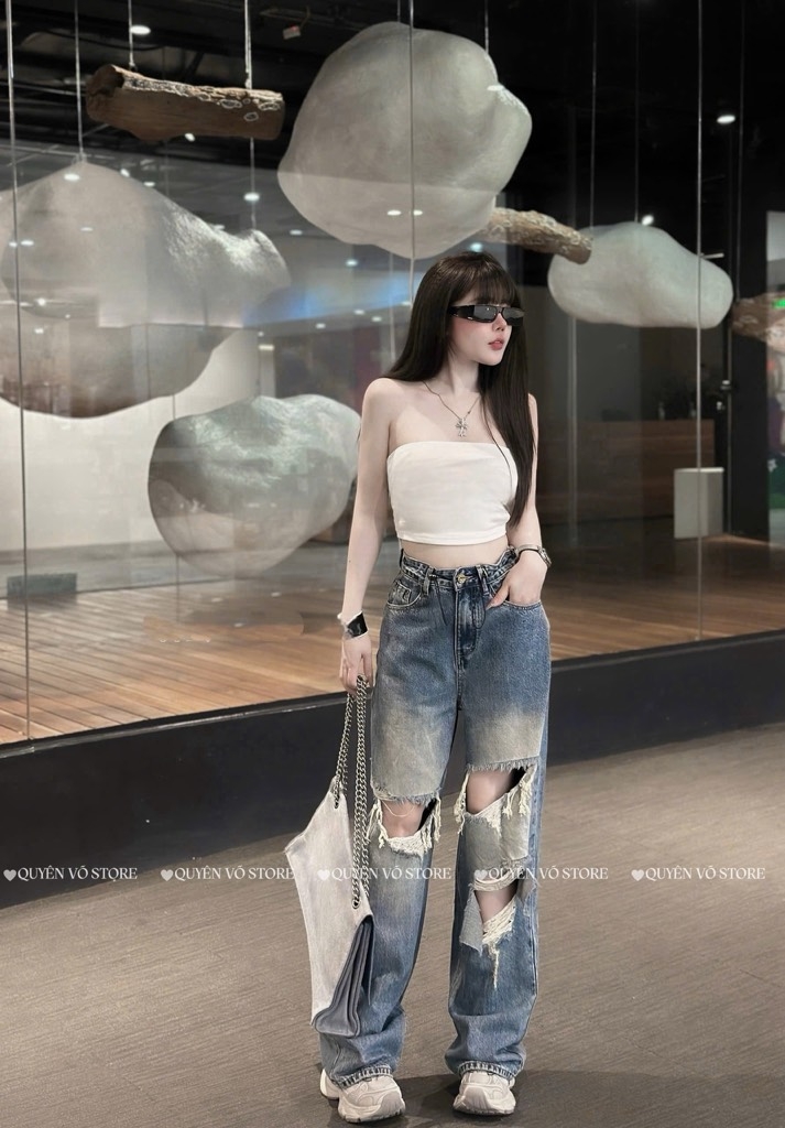 QJ 6108 Quần jean suông