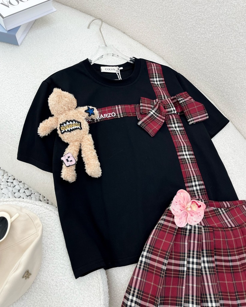Set caro đỏ BBR kèm gấu