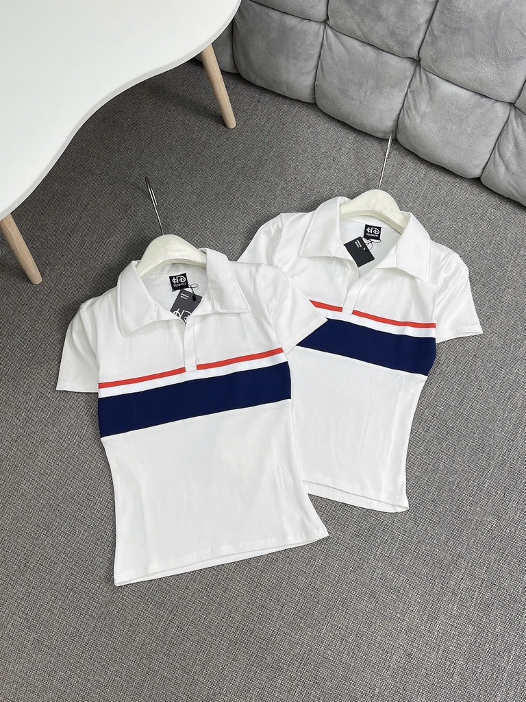 Áo thun cổ bẻ phối màu - Form vừa