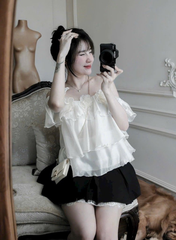Set áo Babydoll voan tầng x chân váy