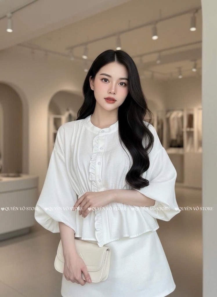 Áo sơ mi tay bồng - Trắng