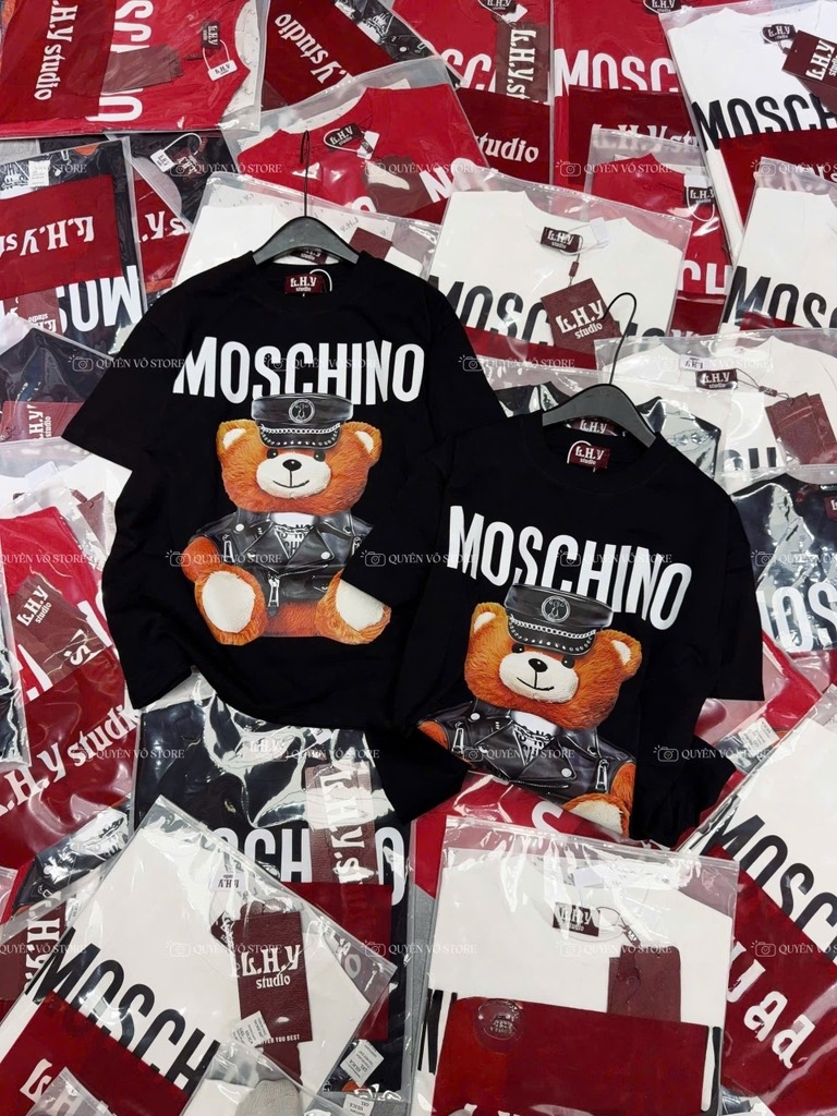 Áo thun gấu Moschino - Form rộng dưới 65kg