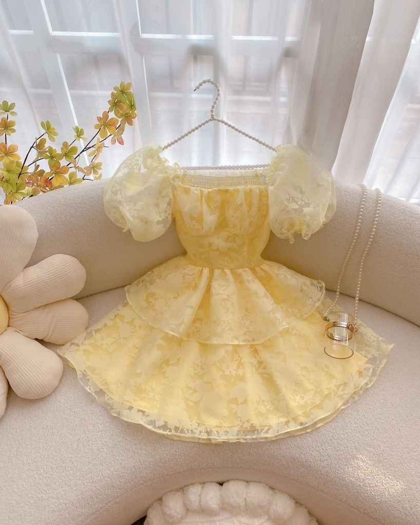 Đầm ren hoa cột lưng - S