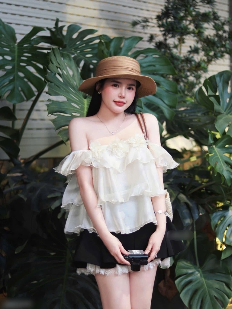 Set áo Babydoll voan tầng x chân váy