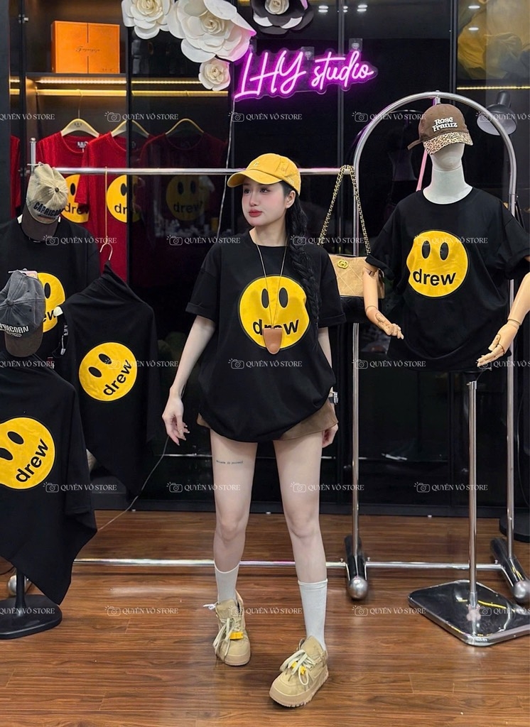 Áo thun mặt cười - Form rộng dưới 65kg